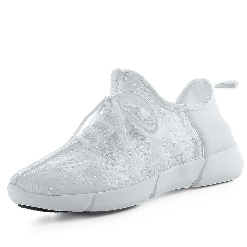 Men's LED Light-Up Sneakers - Rechargeable Glow Trainers with Adjustable Lace-Up Design, Green & Red Neon Effect, EVA Cushioned Sole, Breathable Mesh Lining for All-Day Comfort, Perfect for Streetwear & Casual Wear