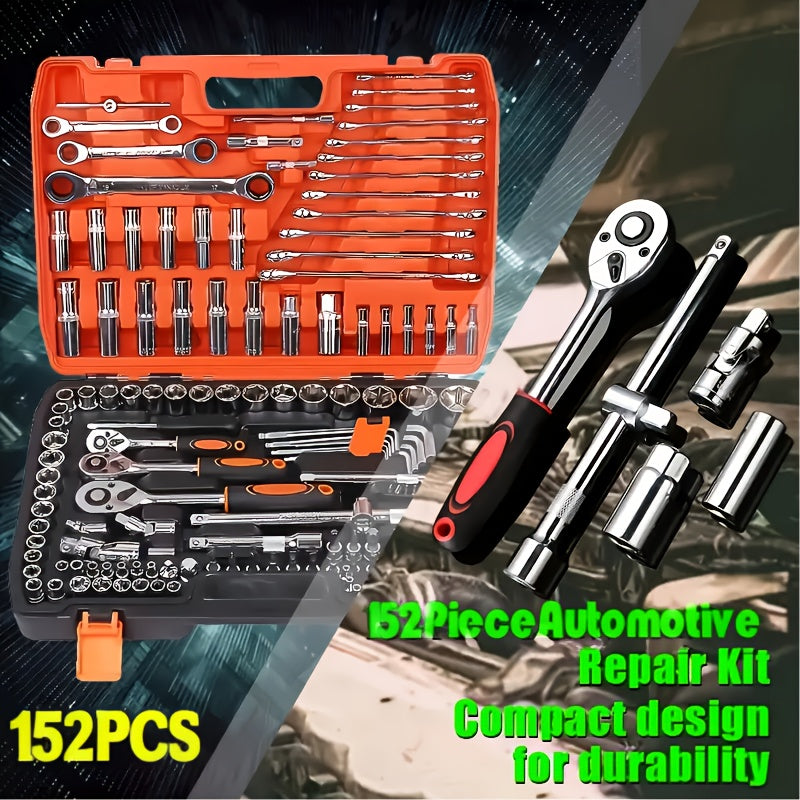 High-End Professional 53&121pcs Tool Set, Car/Bike Repair Machinery Tool Set, 1/2*1/4 "3/8" Drive Depth And Standard Socket, Professional Racing Car Parts Repair Ratchet Wrench And Other Car Repair Parts Tool Set