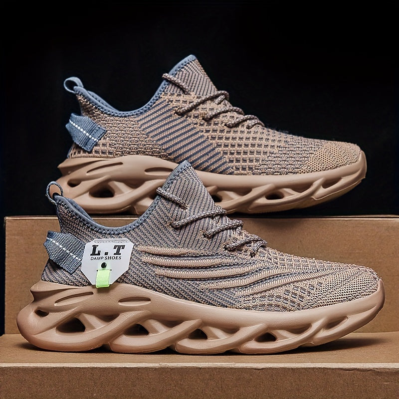 [Casual Sneakers] Casual Men's Fashion Sneakers | Round Toe, Lace-Up Closure, Fabric Upper, MD Sole, Striped Pattern, All-Season Sports Footwear