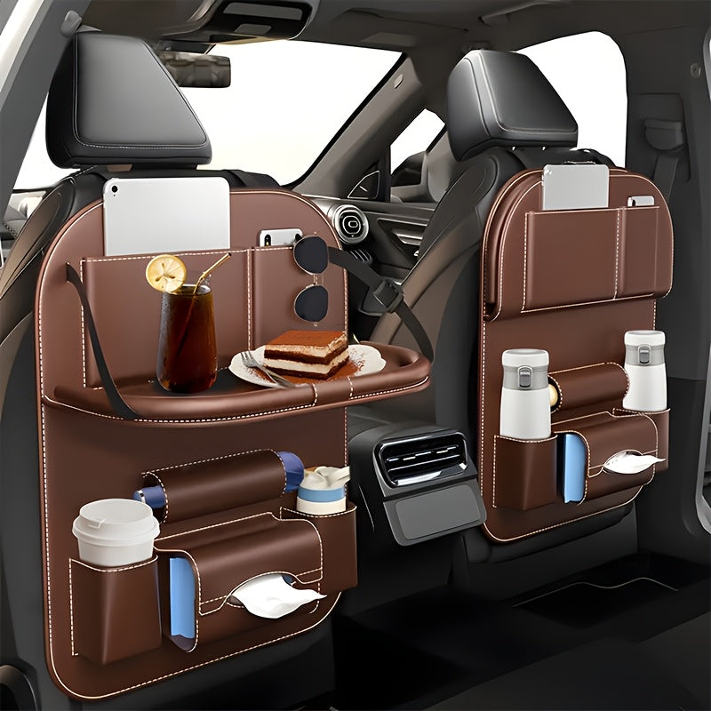Car Backseat Organizer, Folding Rear Seat Car Parts, Road Trip Car Accessories, Multi-function Backrest Storage Trash Can, Large Storage Bag, Notebook, Dining Table, Tray