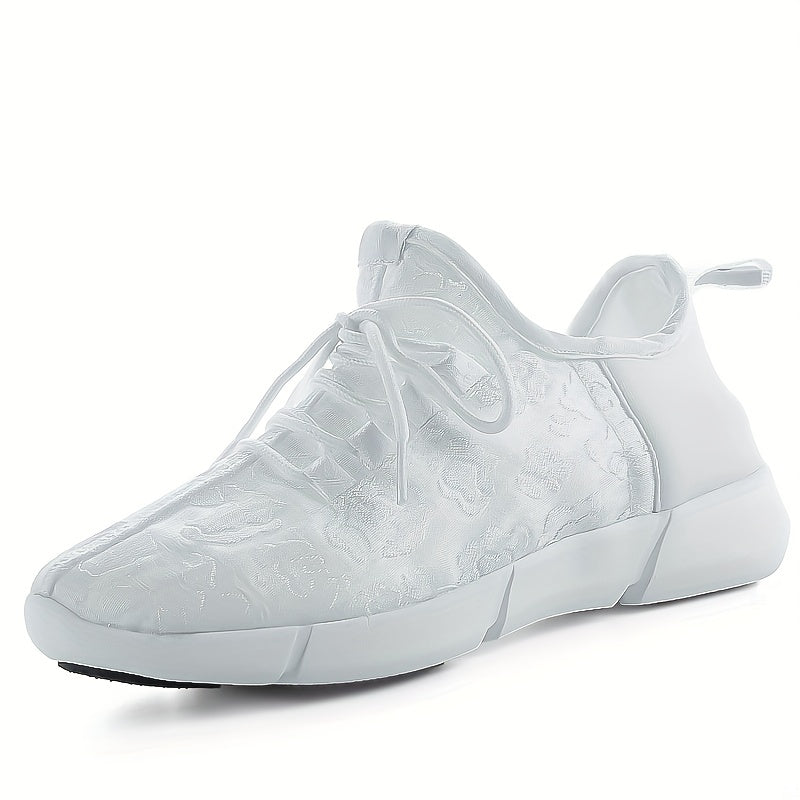 Men's LED Light-Up Sneakers - Rechargeable Glow Trainers with Adjustable Lace-Up Design, Green & Red Neon Effect, EVA Cushioned Sole, Breathable Mesh Lining for All-Day Comfort, Perfect for Streetwear & Casual Wear