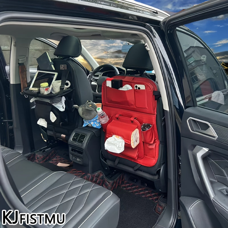 Large Multi-Function Folding Rear Seat Car Parts with Backrest Storage Trash Can, Notebook, Dining Table, and Tray