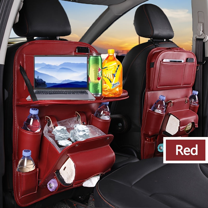 Large Multi-Function Folding Rear Seat Car Parts with Backrest Storage Trash Can, Notebook, Dining Table, and Tray
