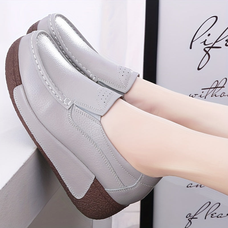 [Durable Build] Women's Cover Slip-On Platform Sneakers - Comfortable Thick Sole, Low-Top Casual White Shoes with Round Toe for All Seasons, Ladies Sneakers
