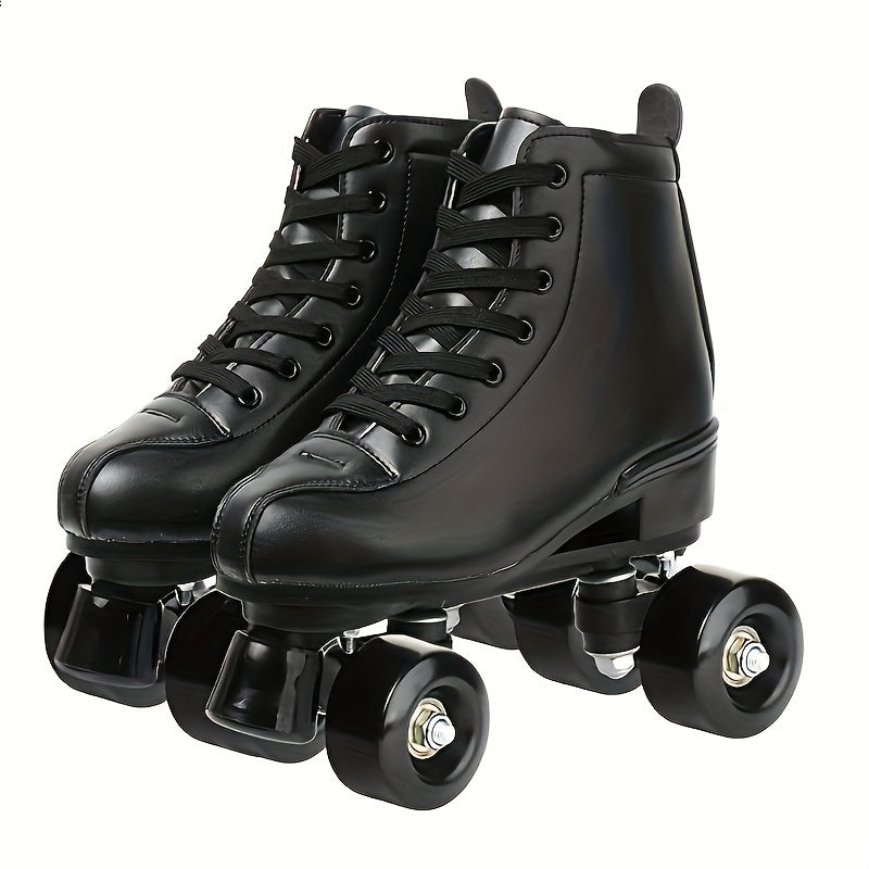 Boys Trendy Four Wheeled Light Up Roller Skate Shoes, Anti-skid High Top Lace-up Professional Sneakers