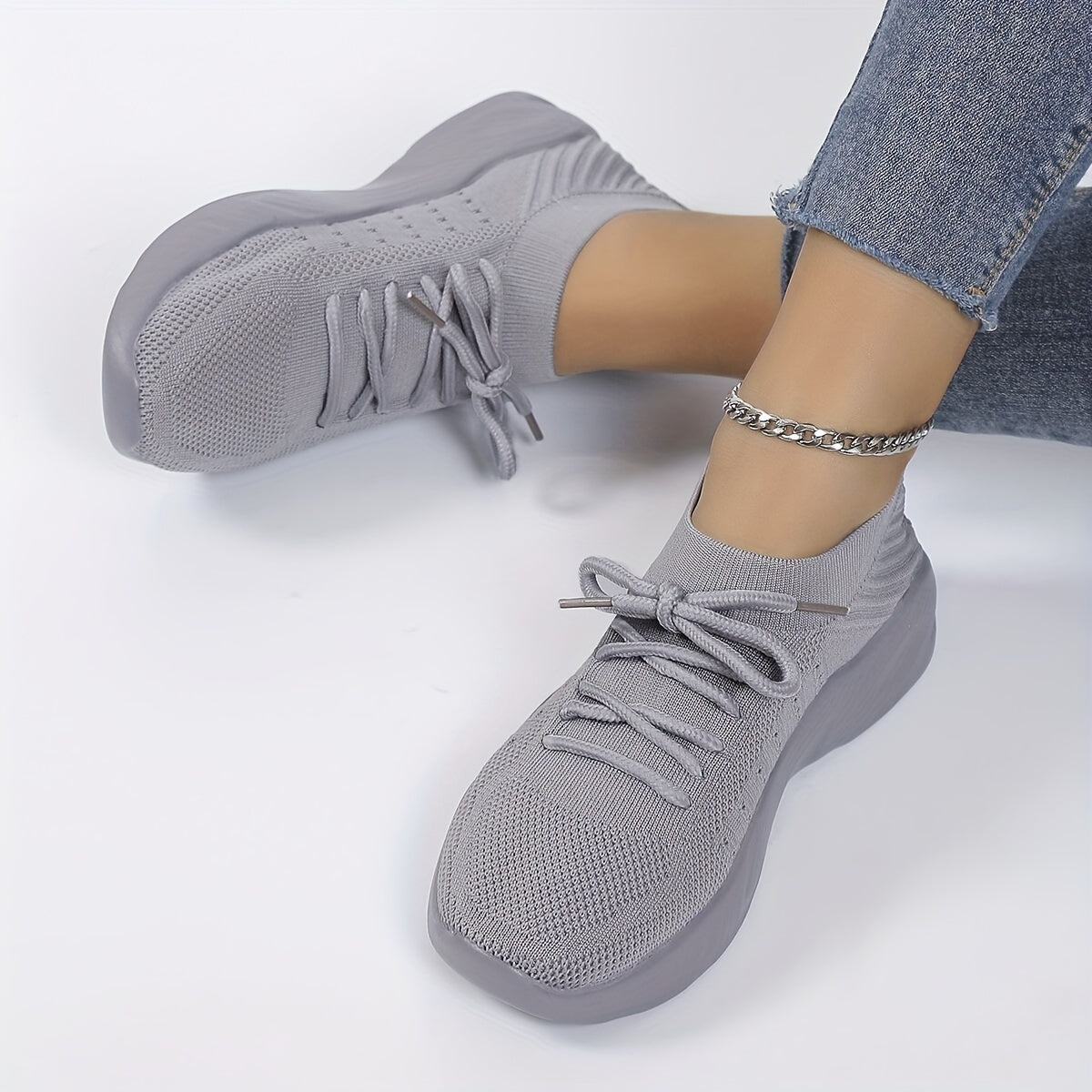 Lightweight & Breathable Women’s Sneakers - Comfortable Mesh Lace-Up Sneakers, Pink Textured Knit Upper, Cushioned Insole, Durable PU Sole, Casual & Sporty Design for All-Day Wear, Sporty Sneakers | Feminine Footwear | Mesh