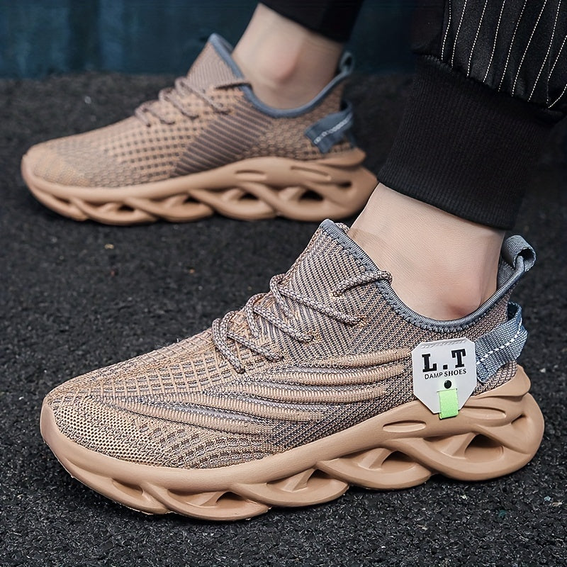 [Casual Sneakers] Casual Men's Fashion Sneakers | Round Toe, Lace-Up Closure, Fabric Upper, MD Sole, Striped Pattern, All-Season Sports Footwear
