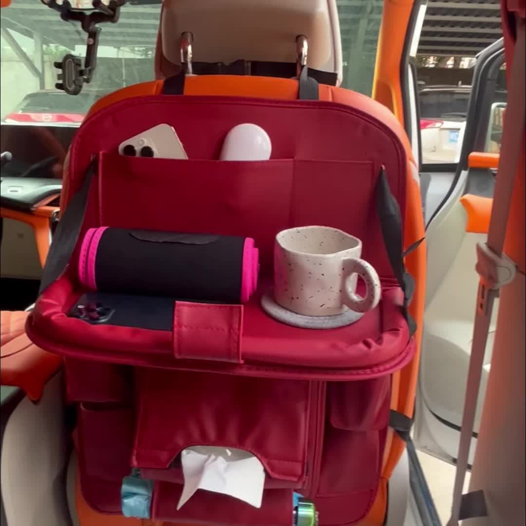 Large Multi-Function Folding Rear Seat Car Parts with Backrest Storage Trash Can, Notebook, Dining Table, and Tray