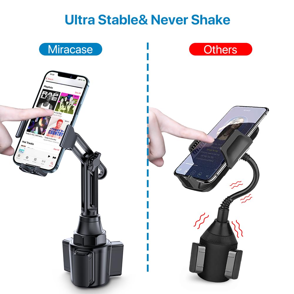 Miracase [Upgraded Version Cup Phone Holder for Car, Universal Adjustable Long Neck Car Phone Mount Cradle Friendly Compatible with iPhone Samsung Google and All 4.0-7.0 inches Smartphones