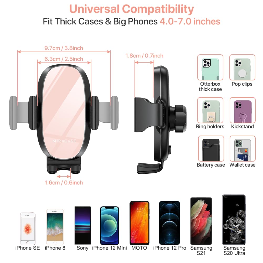 Miracase [Upgraded Version Cup Phone Holder for Car, Universal Adjustable Long Neck Car Phone Mount Cradle Friendly Compatible with iPhone Samsung Google and All 4.0-7.0 inches Smartphones