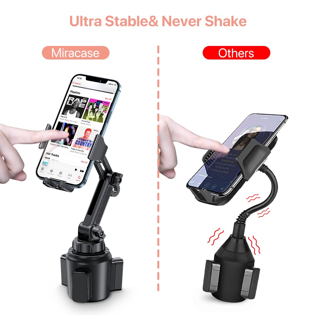 Miracase [Upgraded Version Cup Phone Holder for Car, Universal Adjustable Long Neck Car Phone Mount Cradle Friendly Compatible with iPhone Samsung Google and All 4.0-7.0 inches Smartphones