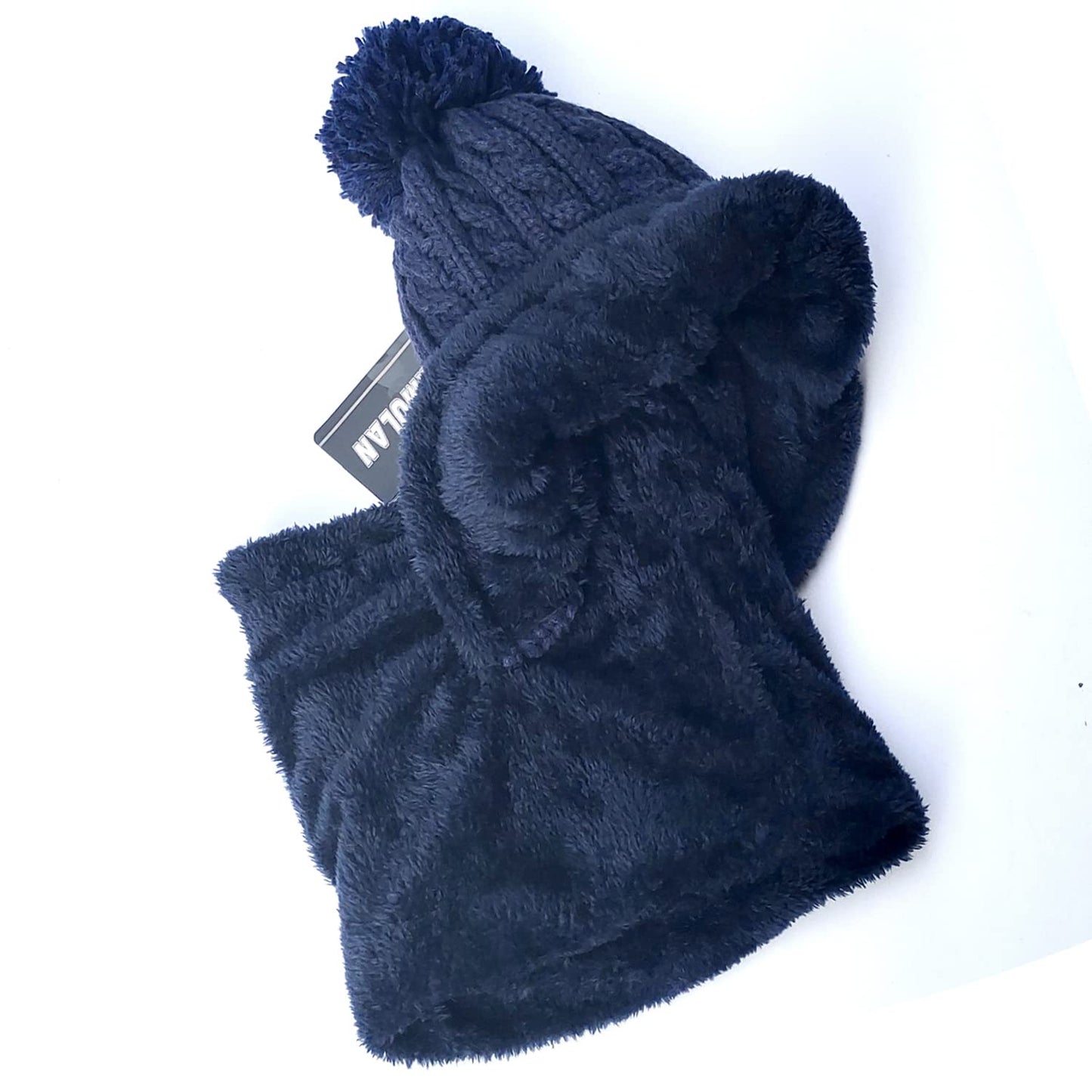 HUAMULAN Women Winter Beanie Hats One Piece Fleece Lined Knit Balaclavas Mask Set Skull Neck Circle Scarf Ski Snow Hat Pompom