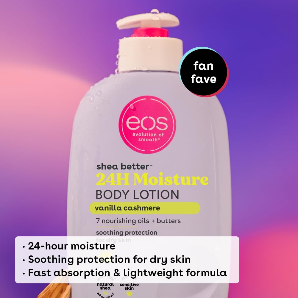eos Shea Better Body Lotion, Fresh & Cozy, 24-Hour Moisture Skin Care, Lightweight & Non-Greasy, Natural Shea, Vegan, 16 fl oz