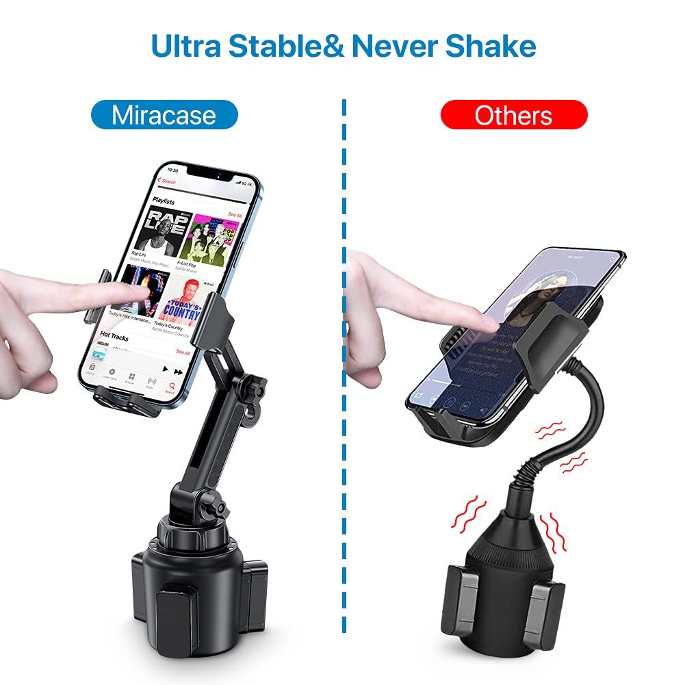 Miracase [Upgraded Version Cup Phone Holder for Car, Universal Adjustable Long Neck Car Phone Mount Cradle Friendly Compatible with iPhone Samsung Google and All 4.0-7.0 inches Smartphones