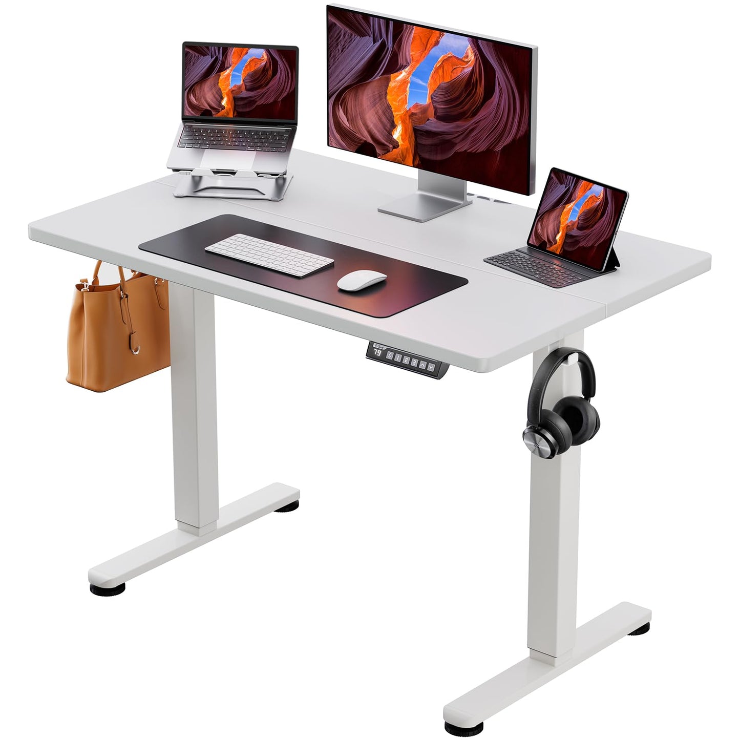 ErGear Height Adjustable Electric Standing Desk, 47.2 x 23.6 Inches Sit Stand up Desk, Memory Computer Home Office Desk (Black)