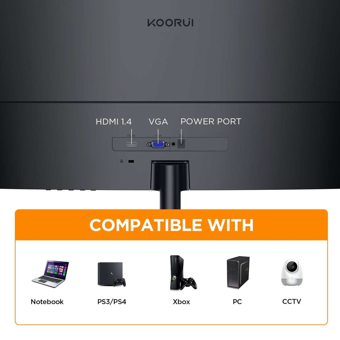 KOORUI 24 inch Curved Gaming Monitor 180Hz FHD 1080P Computer Monitor, 1ms 1500R Display, Adaptive Sync, FreeSync Premium, HDMI 2.0X2 & DP 1.2, VESA, Tilt, 24E6CA