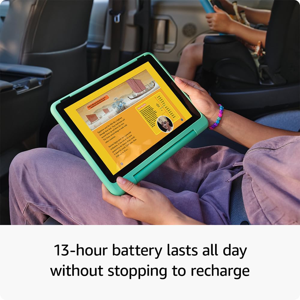 Amazon Fire HD 10 Kids Pro tablet (newest model) ages 6-12. Bright 10.1" HD screen, includes ad-free content, robust parental controls, 13-hr battery and slim case for older kids, 32 GB, Nebula