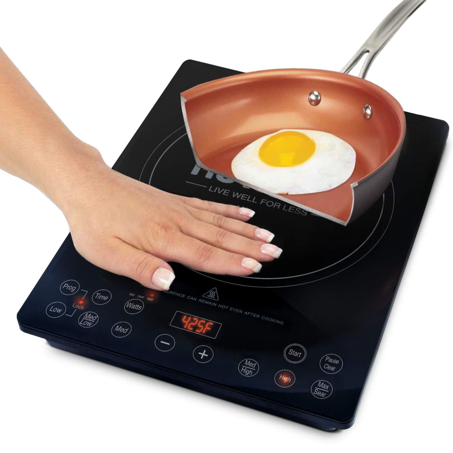 Nuwave Double Cooktop Induction Countertop Burner, Portable, 900 & 1800W, 100°F to 575°F, Large 8” Heating Coil, 50 Pre-Programmed Settings, Shatter-Proof Ceramic Glass, Built-In Safety Auto Shut Off