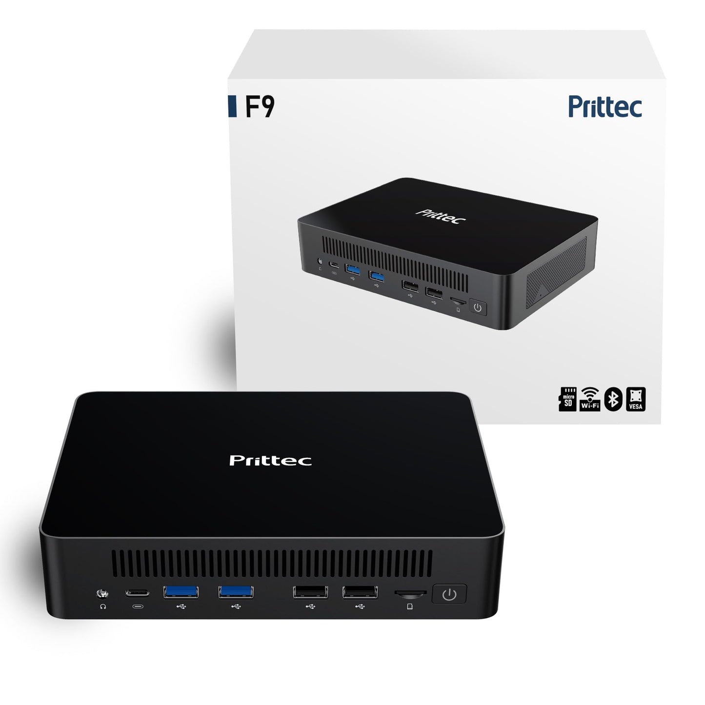 F9 Mini PC, Intel 13th Gen i5-13420H, 16GB DDR4 RAM, 512GB M.2 SSD, Support 8K, Triple Display, HDMI x1, DP x 1, USB3.2 x 4, USB2.0 x 2, Type-C x 1, 2.5GB LAN x 2, WiFi6/BT5.2