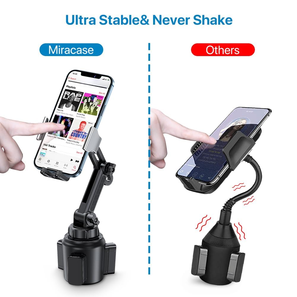 Miracase [Upgraded Version Cup Phone Holder for Car, Universal Adjustable Long Neck Car Phone Mount Cradle Friendly Compatible with iPhone Samsung Google and All 4.0-7.0 inches Smartphones