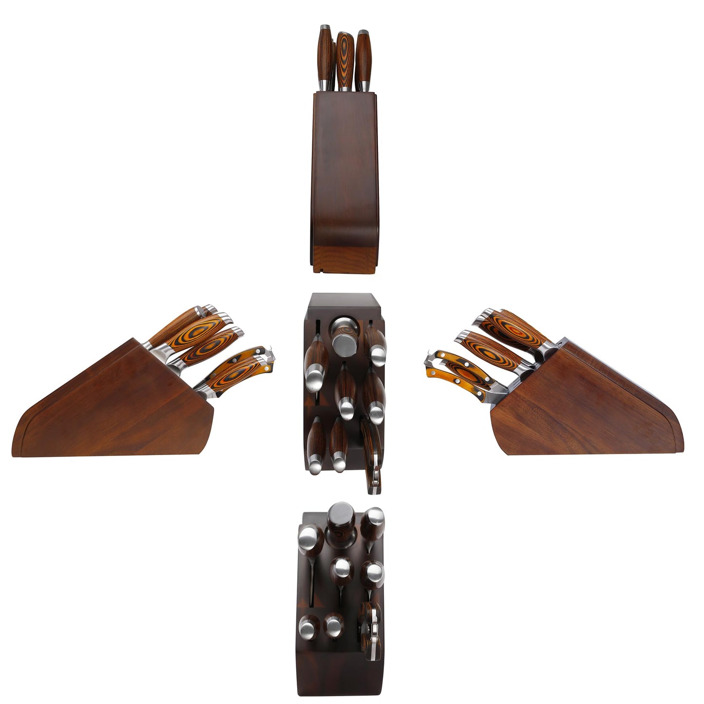 MSY BIGSUNNY Knife Block Set 17-piece Knife Set with Wooden Block - German Steel Perfect Cutlery Set Gift