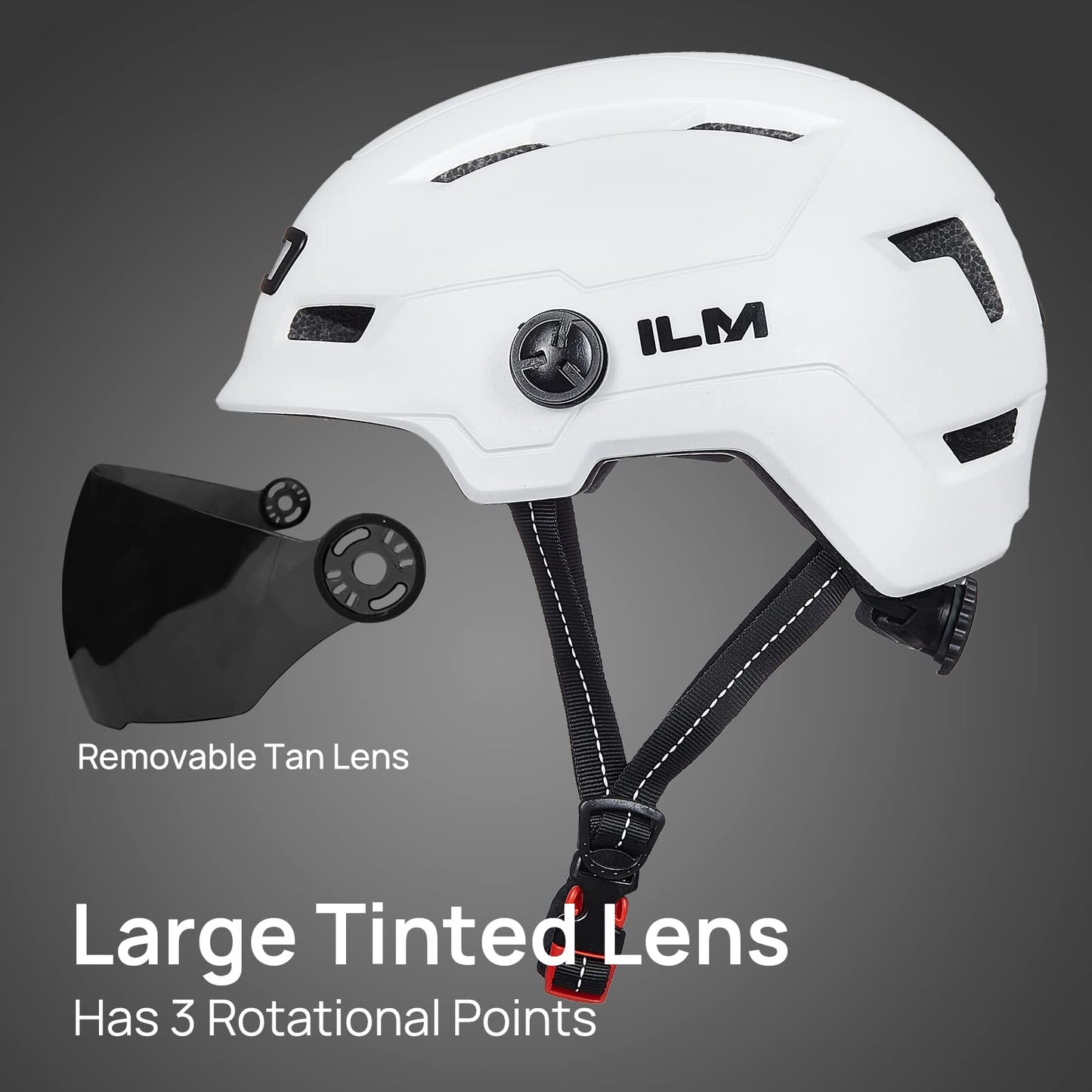 ILM Adult Bike Helmet with USB Rechargeable LED Front and Back Light Mountain&Road Bicycle Helmets for Men Women Removable Goggle Cycling Helmet E3-10L
