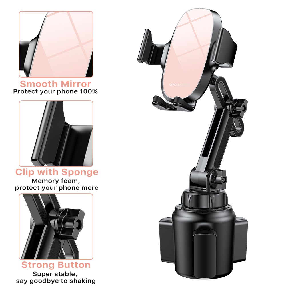 Miracase [Upgraded Version Cup Phone Holder for Car, Universal Adjustable Long Neck Car Phone Mount Cradle Friendly Compatible with iPhone Samsung Google and All 4.0-7.0 inches Smartphones