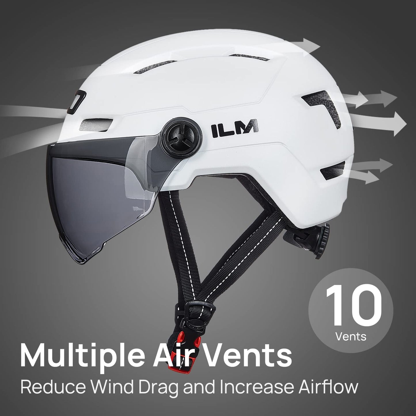 ILM Adult Bike Helmet with USB Rechargeable LED Front and Back Light Mountain&Road Bicycle Helmets for Men Women Removable Goggle Cycling Helmet E3-10L
