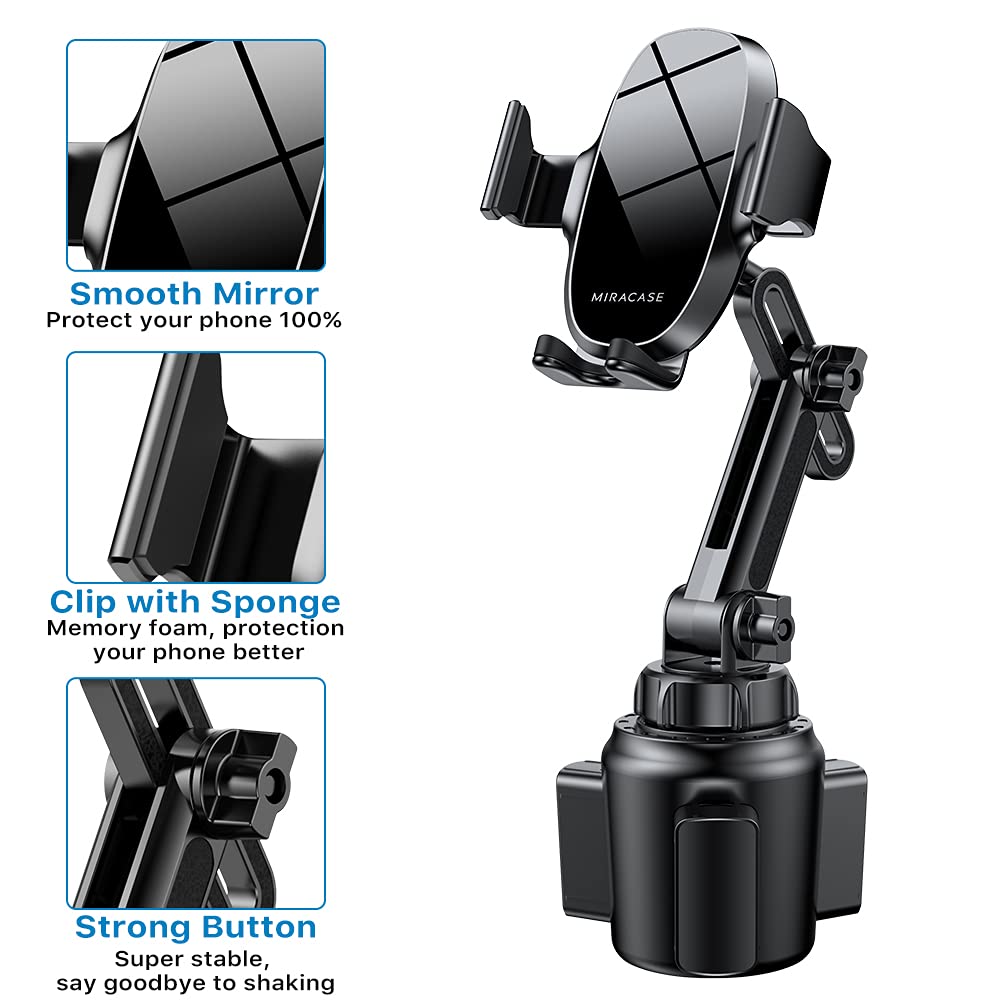 Miracase [Upgraded Version Cup Phone Holder for Car, Universal Adjustable Long Neck Car Phone Mount Cradle Friendly Compatible with iPhone Samsung Google and All 4.0-7.0 inches Smartphones