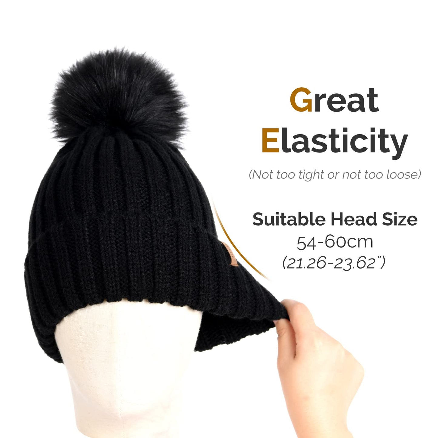 FURTALK Womens Winter Knitted Beanie Hat with Faux Fur Pom Warm Knit Skull Cap Beanie for Women
