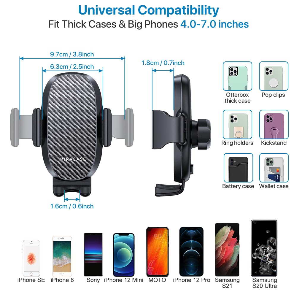 Miracase [Upgraded Version Cup Phone Holder for Car, Universal Adjustable Long Neck Car Phone Mount Cradle Friendly Compatible with iPhone Samsung Google and All 4.0-7.0 inches Smartphones