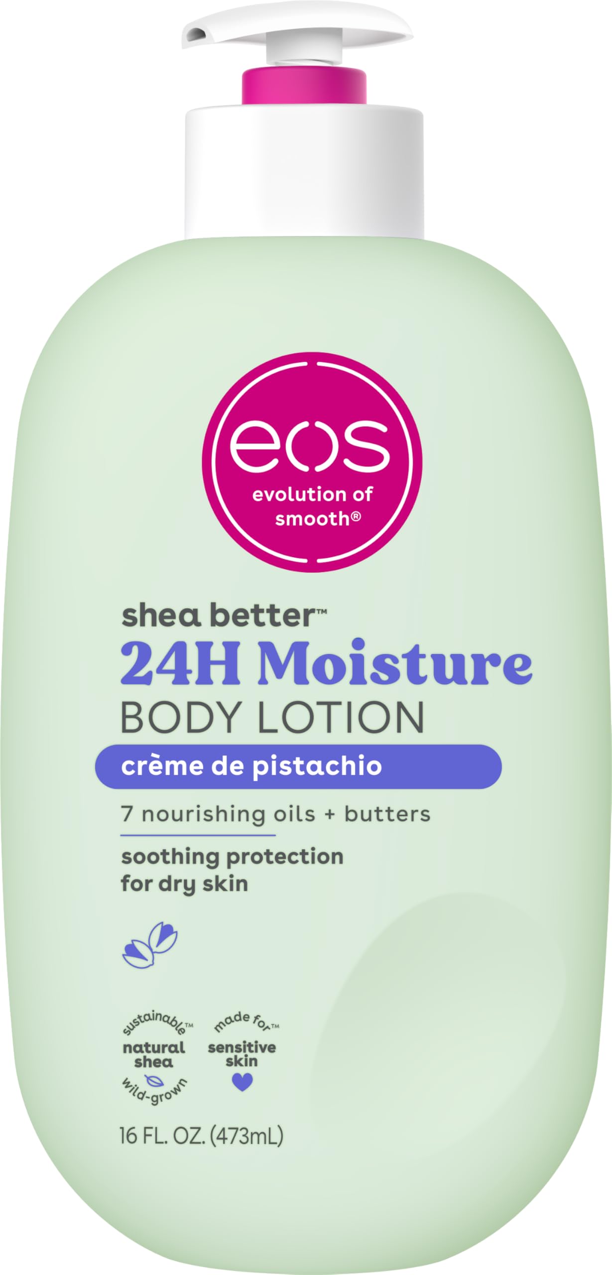 eos Shea Better Body Lotion, Fresh & Cozy, 24-Hour Moisture Skin Care, Lightweight & Non-Greasy, Natural Shea, Vegan, 16 fl oz