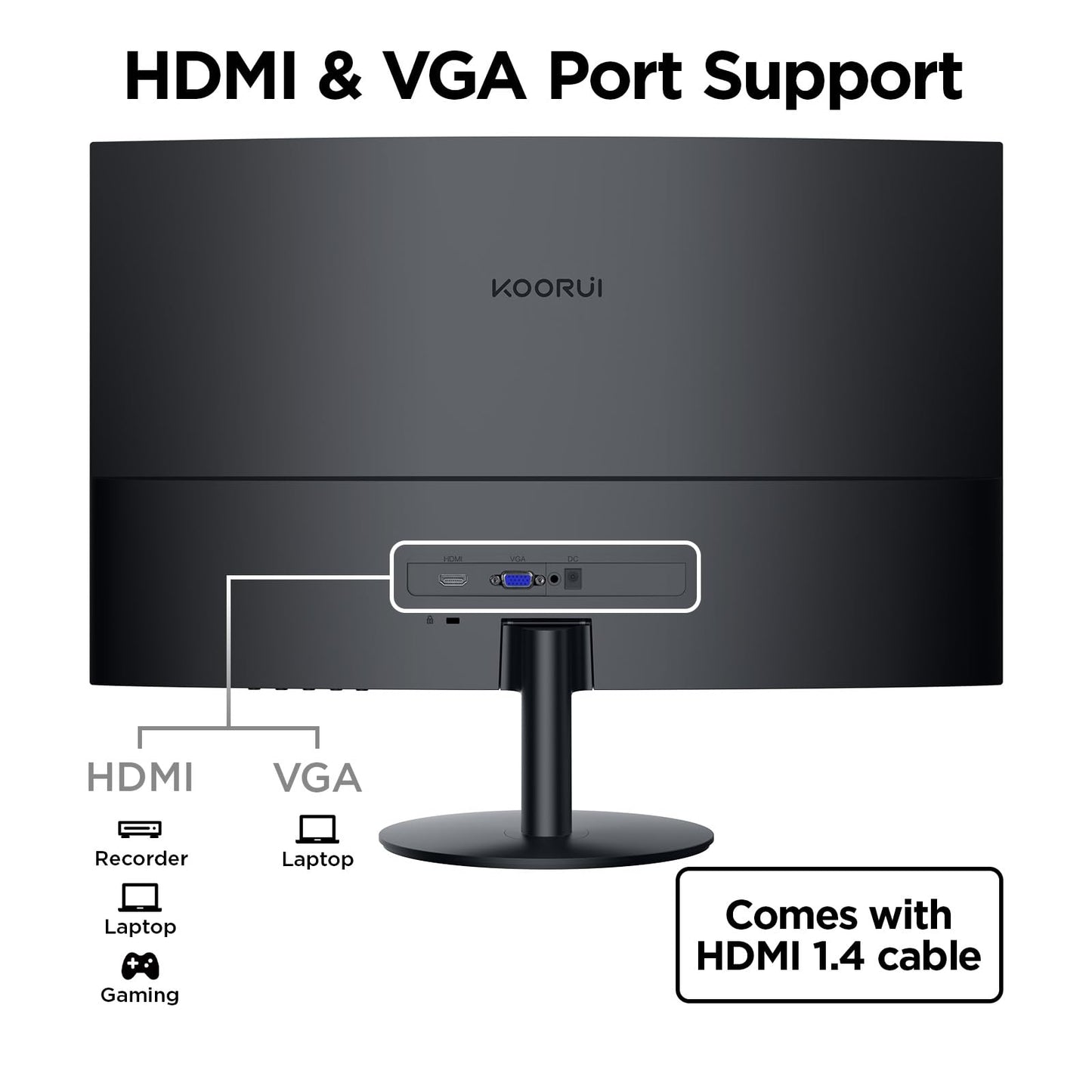 KOORUI 24 inch Curved Gaming Monitor 180Hz FHD 1080P Computer Monitor, 1ms 1500R Display, Adaptive Sync, FreeSync Premium, HDMI 2.0X2 & DP 1.2, VESA, Tilt, 24E6CA