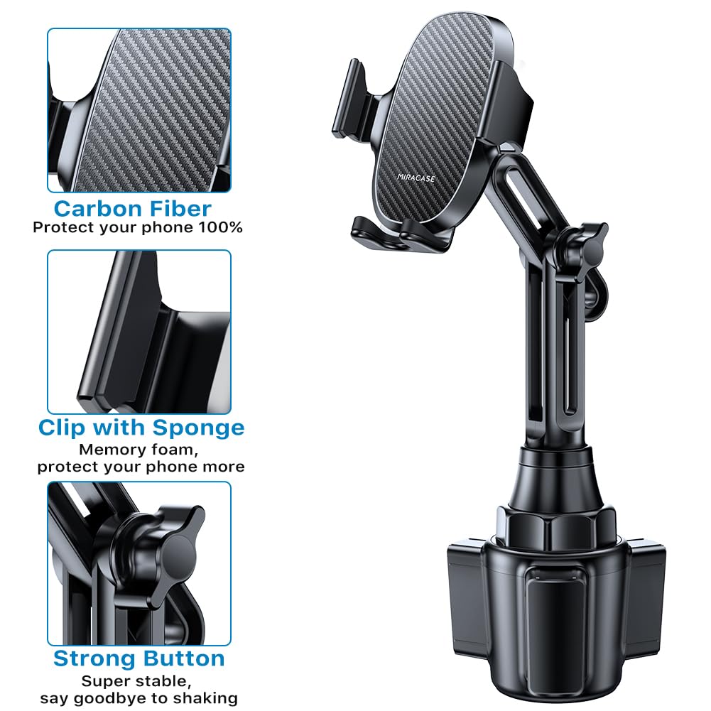Miracase [Upgraded Version Cup Phone Holder for Car, Universal Adjustable Long Neck Car Phone Mount Cradle Friendly Compatible with iPhone Samsung Google and All 4.0-7.0 inches Smartphones
