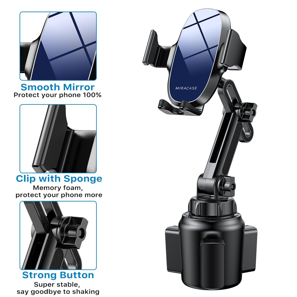 Miracase [Upgraded Version Cup Phone Holder for Car, Universal Adjustable Long Neck Car Phone Mount Cradle Friendly Compatible with iPhone Samsung Google and All 4.0-7.0 inches Smartphones