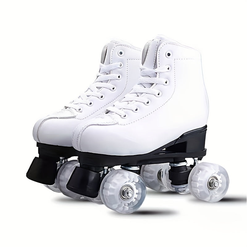 Boys Trendy Four Wheeled Light Up Roller Skate Shoes, Anti-skid High Top Lace-up Professional Sneakers