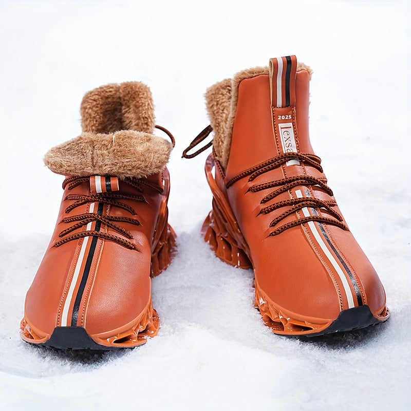 [Winter Snow Boots] Men's Winter Snow Boots with Plush & TPU Sole - Warm Lace-Up Ankle Boots with Arch Support, Slip-Resistant Traction Tread, Snow Boots For Men, Snow Boots For Women, Snow Boots For Men Winter, Snow Boots Fo