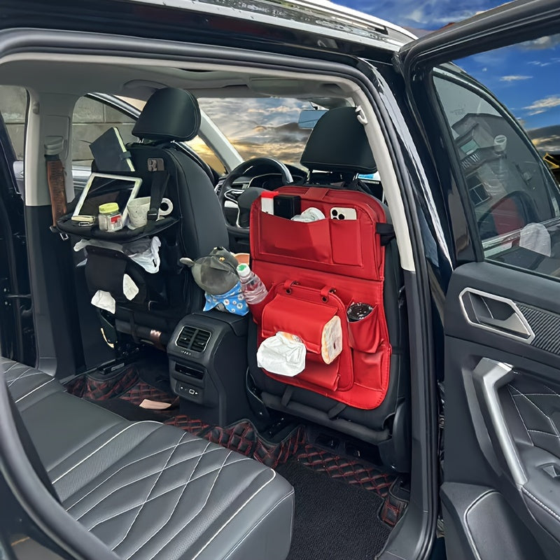 Large Multi-Function Folding Rear Seat Car Parts with Backrest Storage Trash Can, Notebook, Dining Table, and Tray