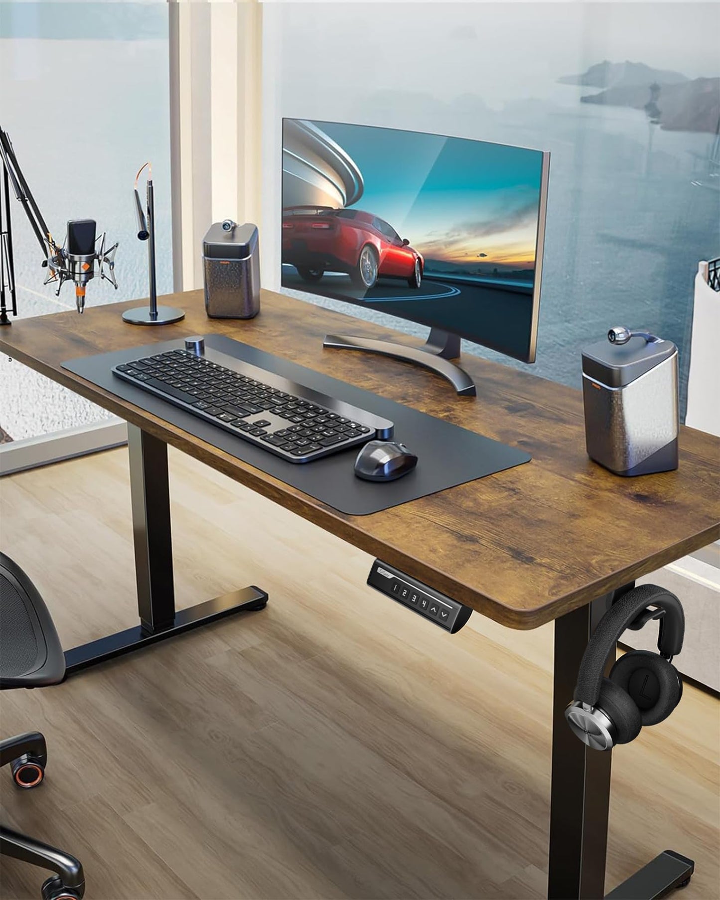 ErGear Height Adjustable Electric Standing Desk, 47.2 x 23.6 Inches Sit Stand up Desk, Memory Computer Home Office Desk (Black)