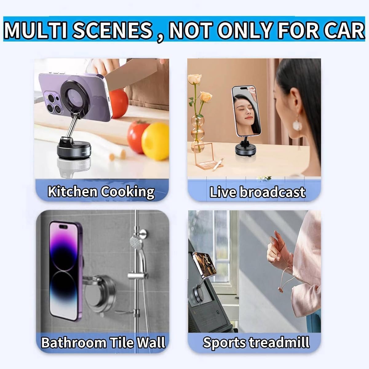 2026 Upgraded Vacuum Magnetic Car Phone Holder 360° Reinforced 96LBS Ultra Suction Cup Phone Mount for MagSafe Cell Phone Holders for Your Car/Gym/Mirror Mount for iPhone & Android