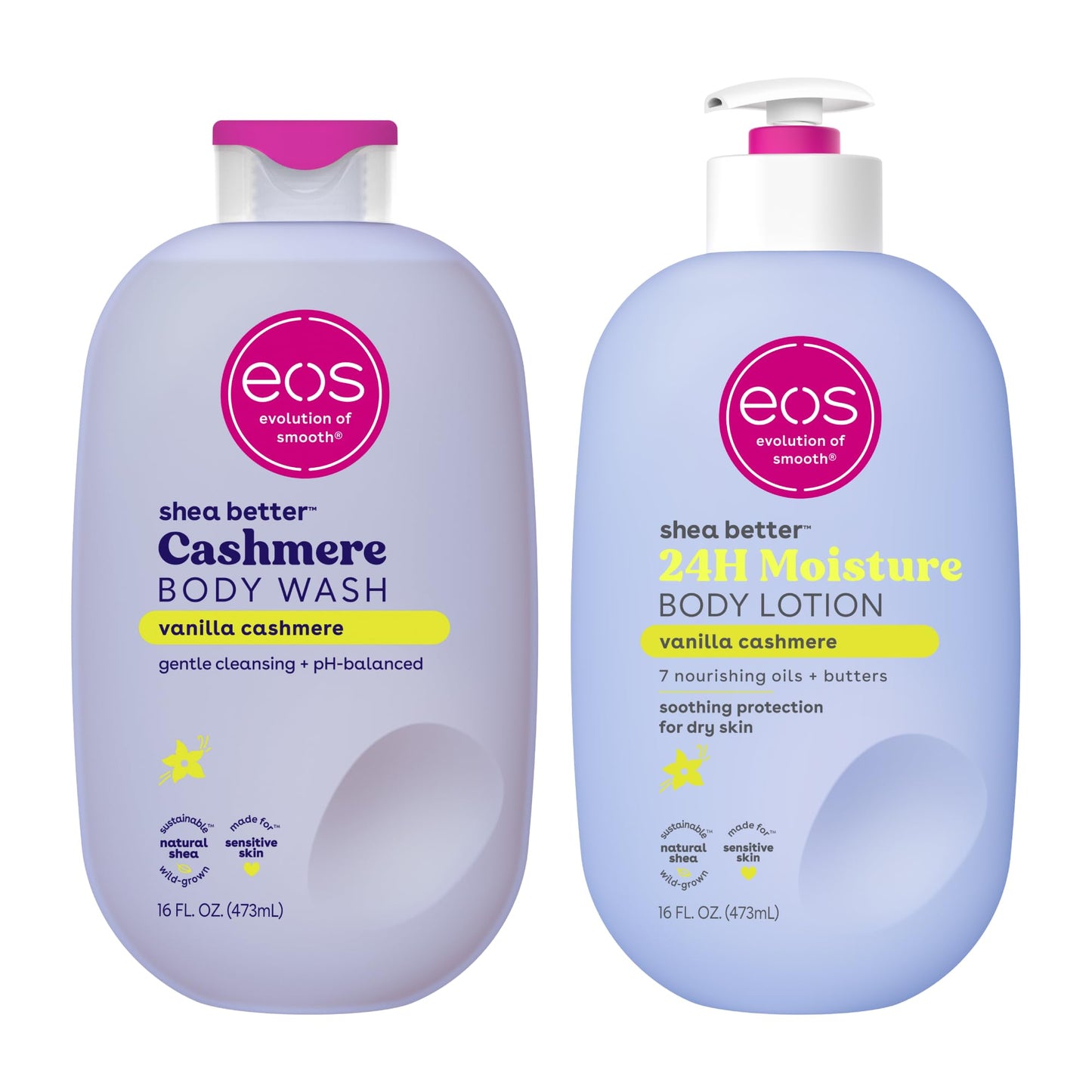 eos Shea Better Body Lotion, Fresh & Cozy, 24-Hour Moisture Skin Care, Lightweight & Non-Greasy, Natural Shea, Vegan, 16 fl oz