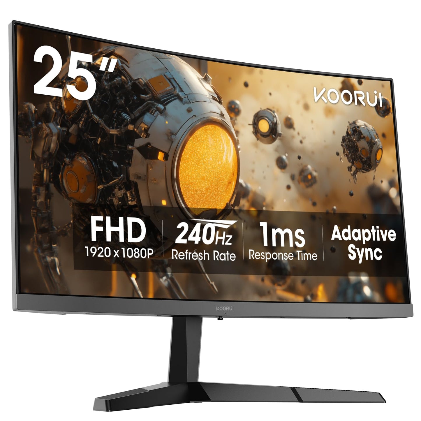 KOORUI 24 inch Curved Gaming Monitor 180Hz FHD 1080P Computer Monitor, 1ms 1500R Display, Adaptive Sync, FreeSync Premium, HDMI 2.0X2 & DP 1.2, VESA, Tilt, 24E6CA