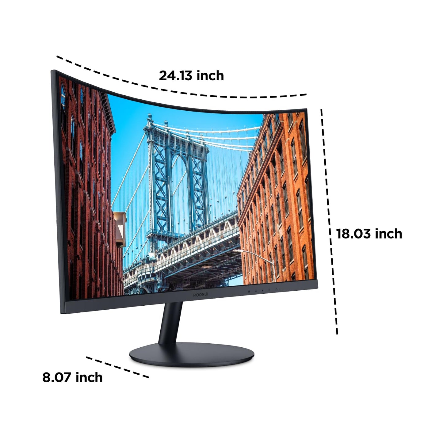KOORUI 24 inch Curved Gaming Monitor 180Hz FHD 1080P Computer Monitor, 1ms 1500R Display, Adaptive Sync, FreeSync Premium, HDMI 2.0X2 & DP 1.2, VESA, Tilt, 24E6CA