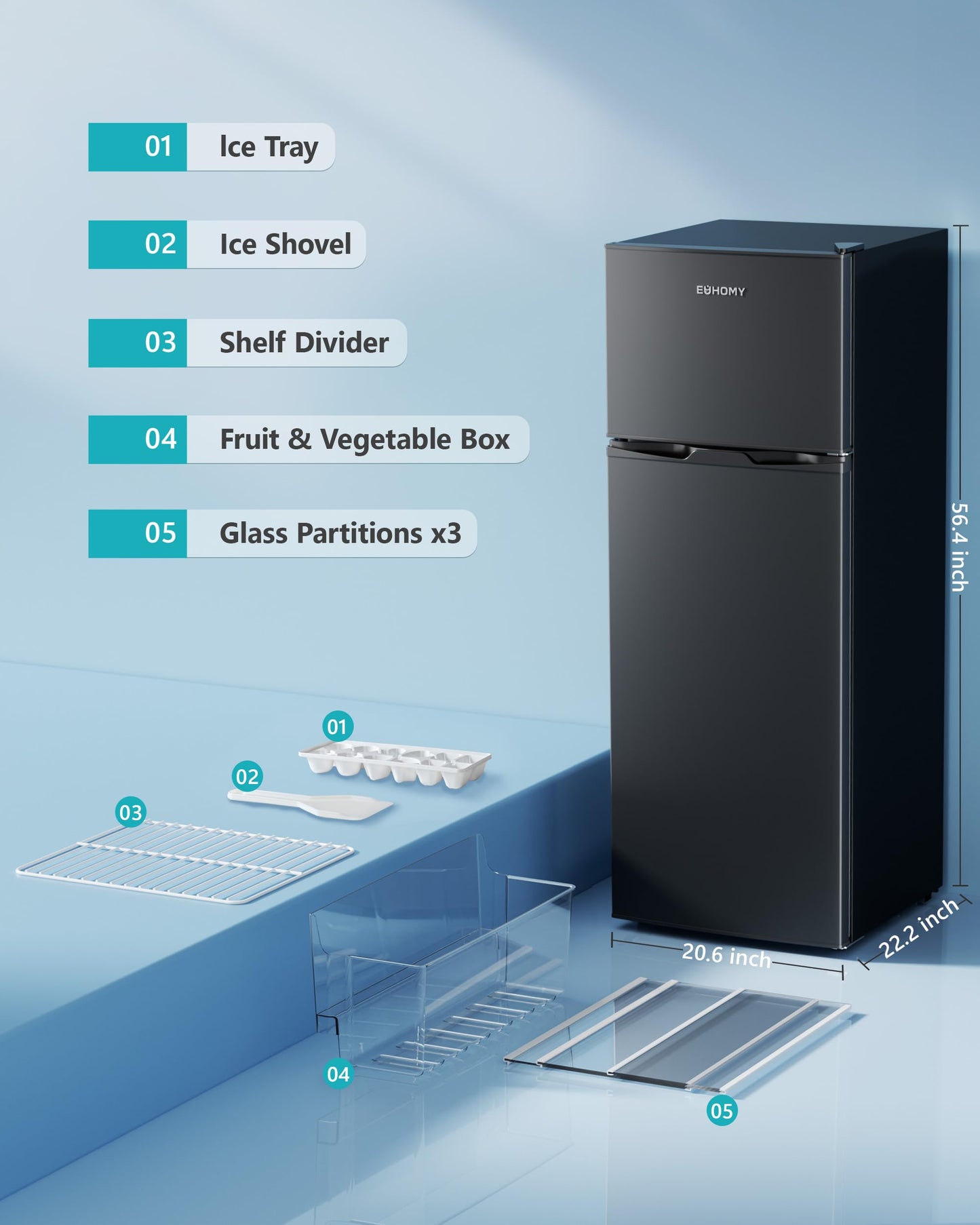 EUHOMY 3.2 Cu.Ft Mini Fridge with Freezer, Single Door Compact Refrigerator, Adjustable Thermostat, Mini Refrigerator Energy Saving, Mini fridge for Bedroom, Dorm, Office, Black