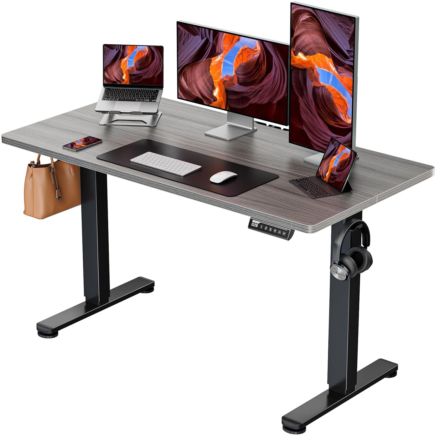 ErGear Height Adjustable Electric Standing Desk, 47.2 x 23.6 Inches Sit Stand up Desk, Memory Computer Home Office Desk (Black)