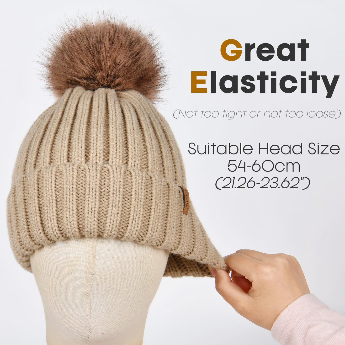 FURTALK Womens Winter Knitted Beanie Hat with Faux Fur Pom Warm Knit Skull Cap Beanie for Women