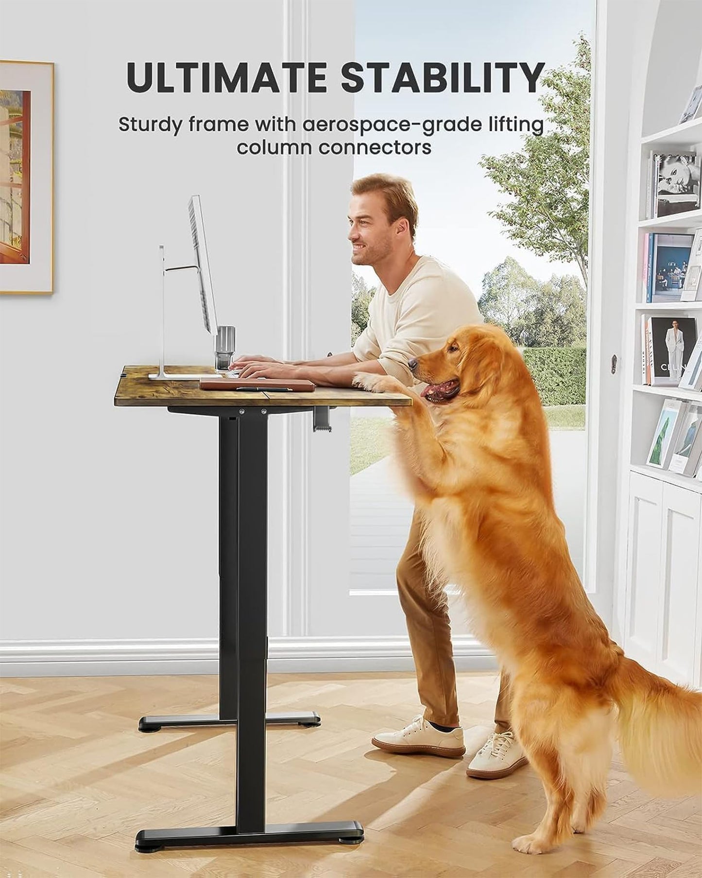 ErGear Height Adjustable Electric Standing Desk, 47.2 x 23.6 Inches Sit Stand up Desk, Memory Computer Home Office Desk (Black)