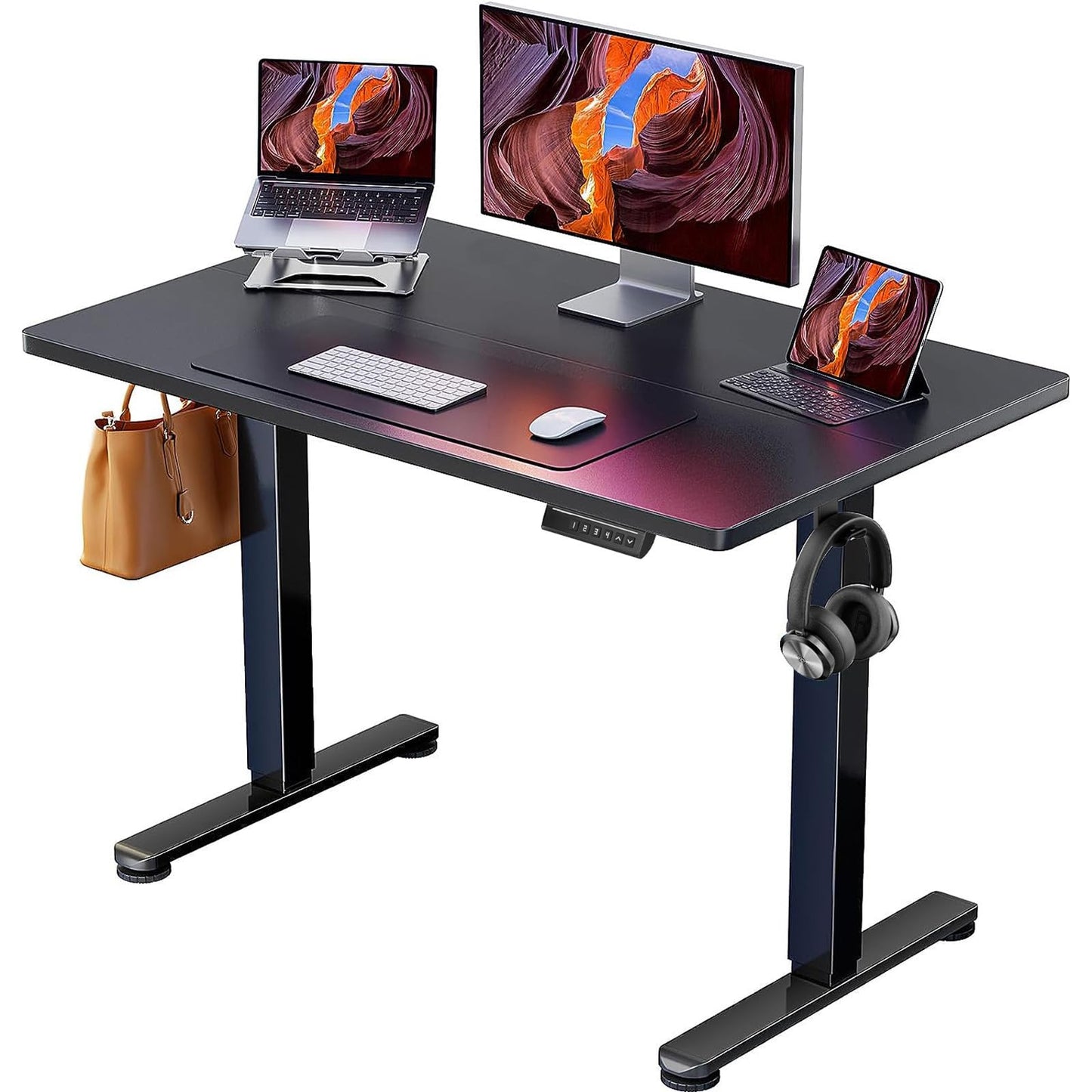 ErGear Height Adjustable Electric Standing Desk, 47.2 x 23.6 Inches Sit Stand up Desk, Memory Computer Home Office Desk (Black)