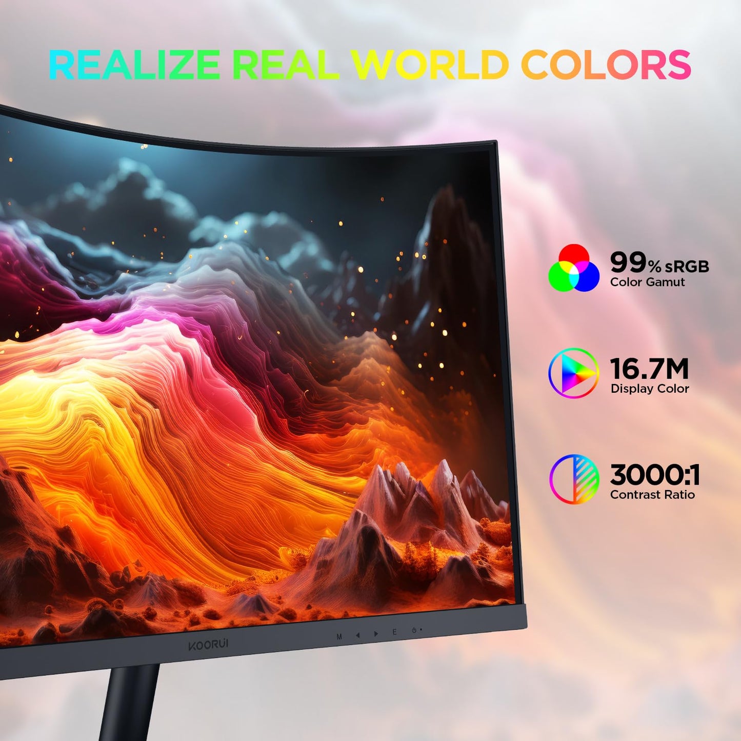 KOORUI 24 inch Curved Gaming Monitor 180Hz FHD 1080P Computer Monitor, 1ms 1500R Display, Adaptive Sync, FreeSync Premium, HDMI 2.0X2 & DP 1.2, VESA, Tilt, 24E6CA