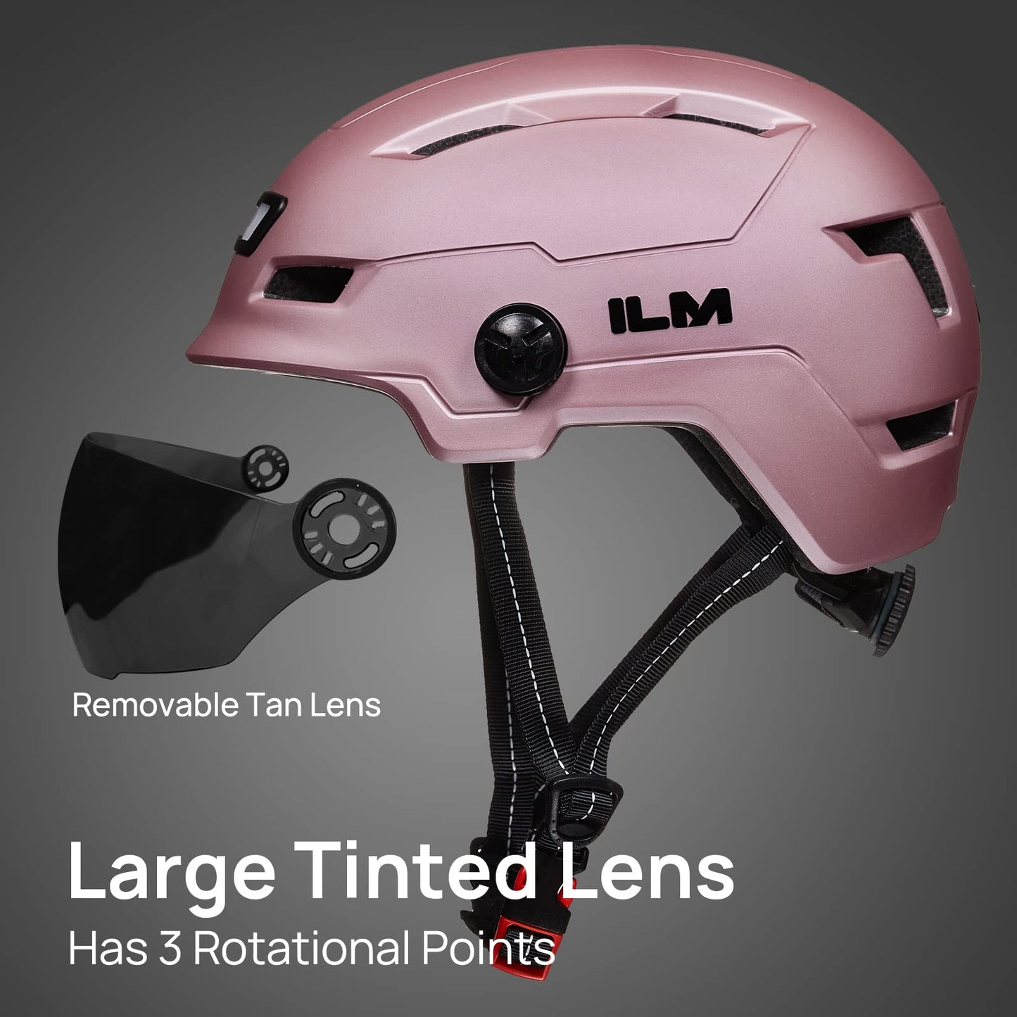 ILM Adult Bike Helmet with USB Rechargeable LED Front and Back Light Mountain&Road Bicycle Helmets for Men Women Removable Goggle Cycling Helmet E3-10L